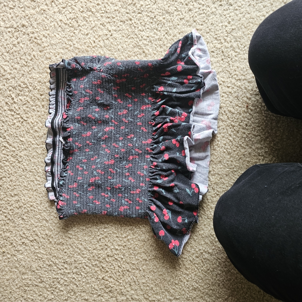 Gray and Pink Ruffled Tube Top